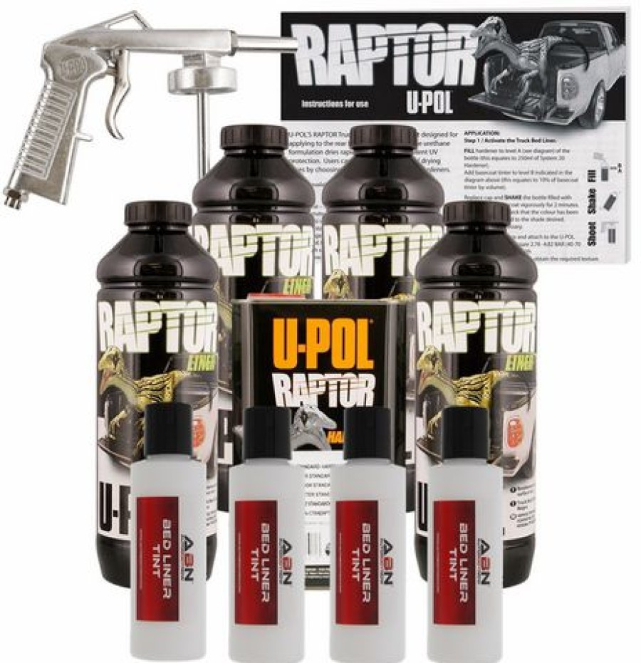 Truck Bed Liner Kits & Products *  | U-Pol Raptor Tintable Bright White Bed Liner Kit W/Spray Gun, 4 Liters Upol