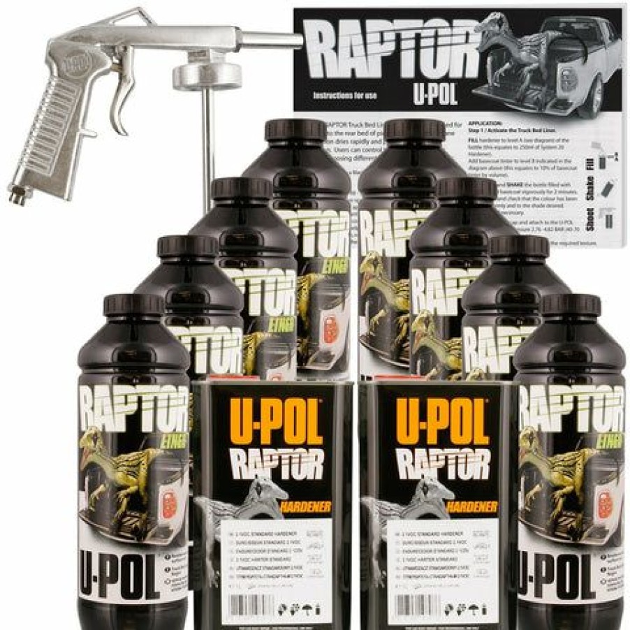 Truck Bed Liner Kits & Products *  | U-Pol Raptor Tintable Truck Bed Liner Kit W/ Free Spray Gun, 8 Liter Upol