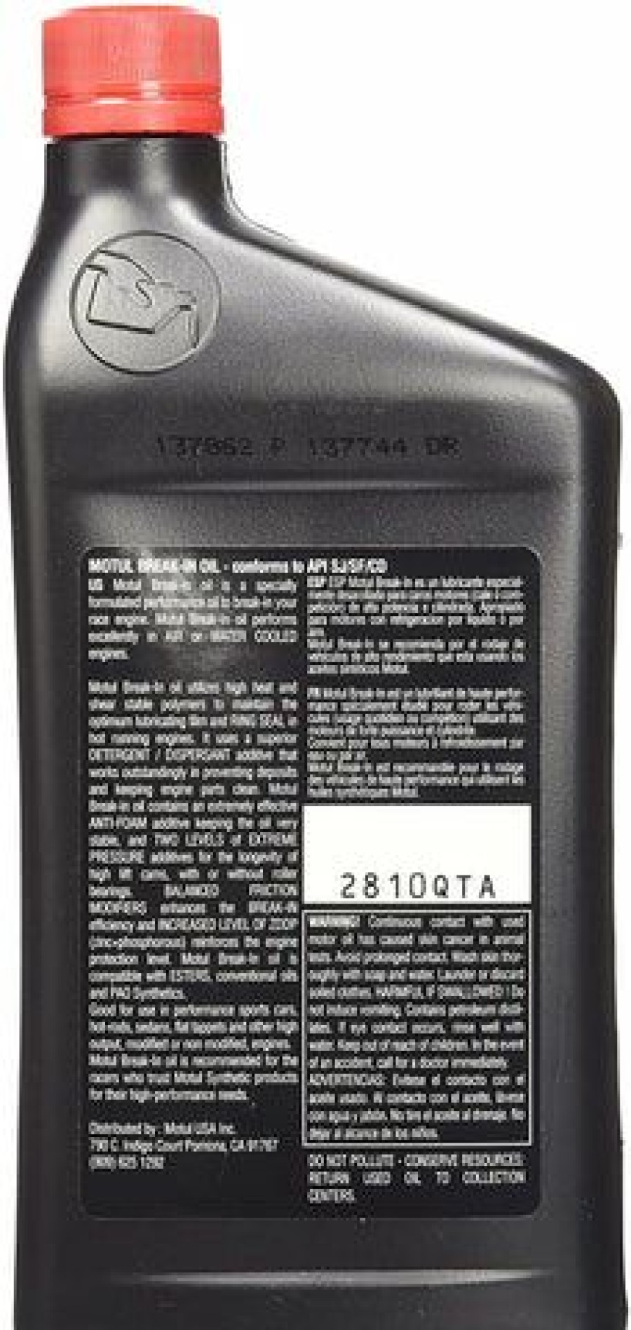 Lubricants *  | Motul 2810Qta 10W-40 Break-In Oil 1 Quart Bottle